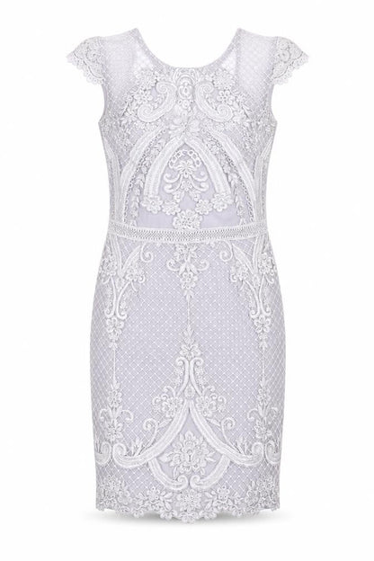 Lipsy Women's Grey Lace Bodycon Dress Size 12