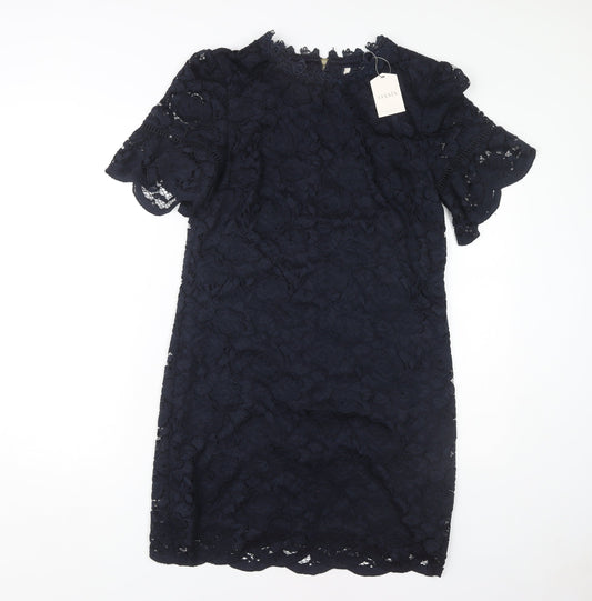 Oasis Women's Blue Lace Sheath Dress UK 10 Cocktail