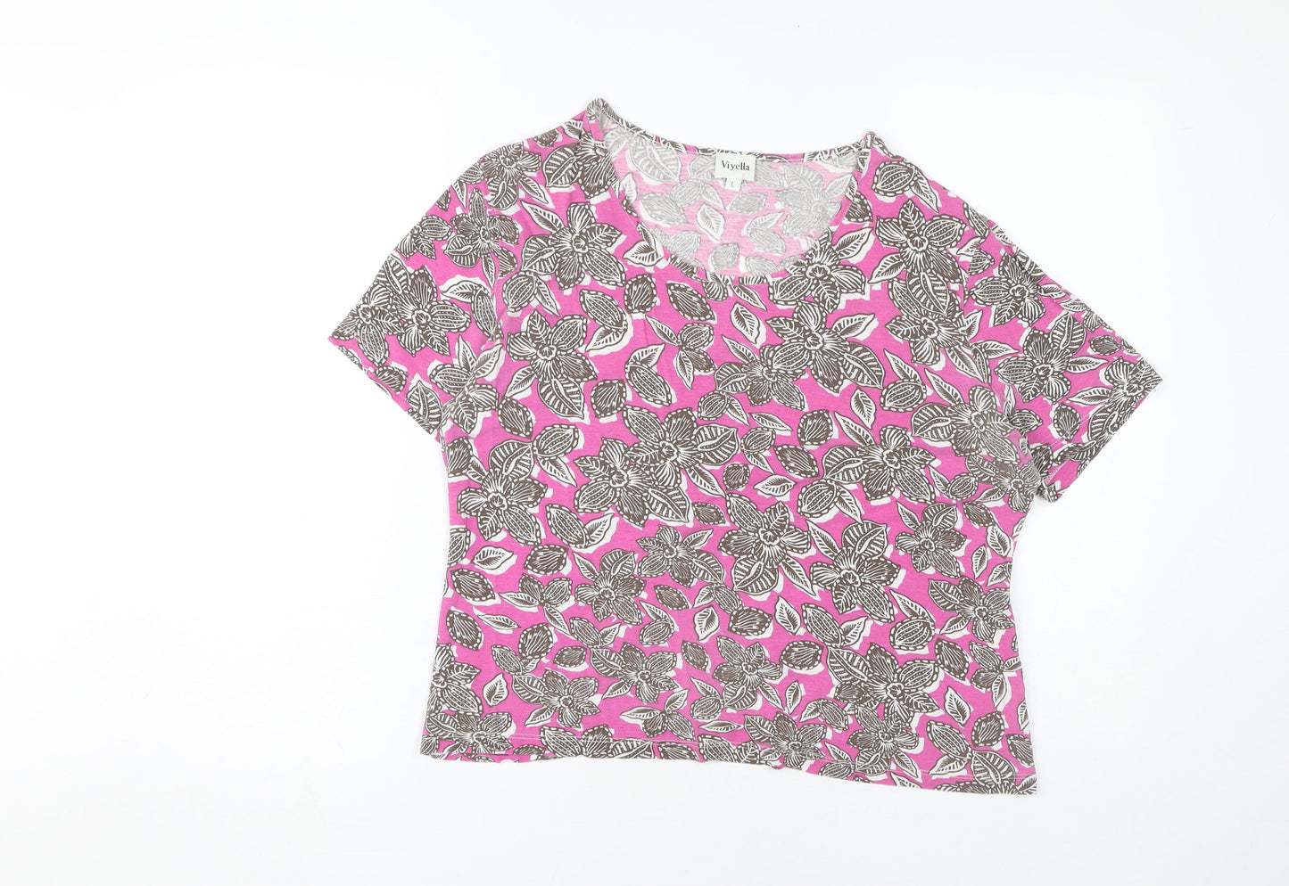 Womens UK Size L Viyella Pink Basic T-Shirt