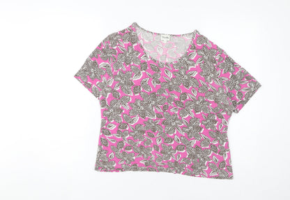 Womens UK Size L Viyella Pink Basic T-Shirt