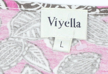Womens UK Size L Viyella Pink Basic T-Shirt