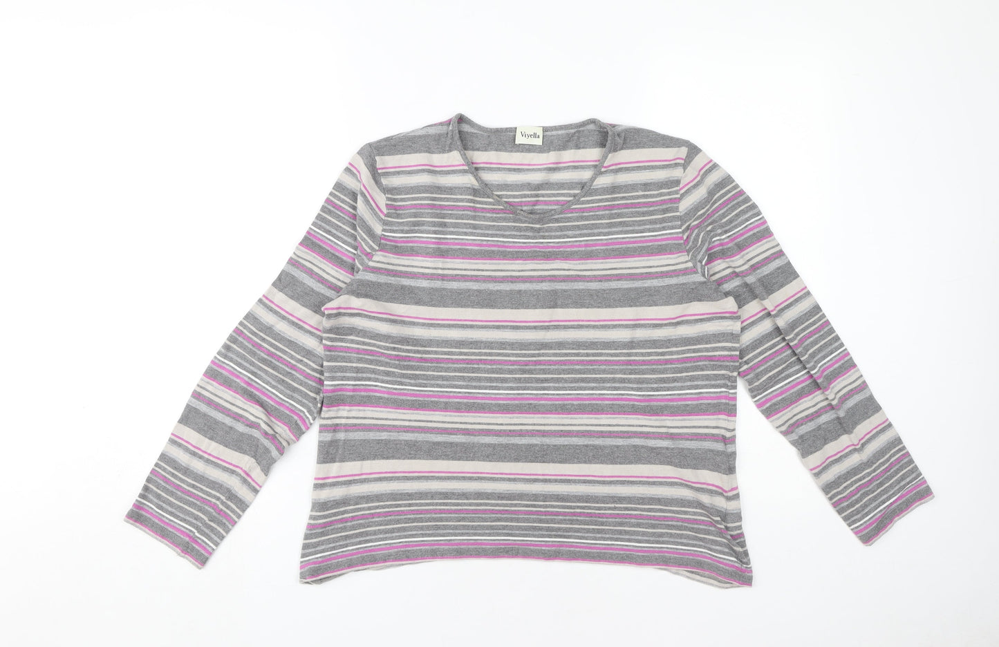 Womens UK Size L Viyella Grey Jersey T-Shirt