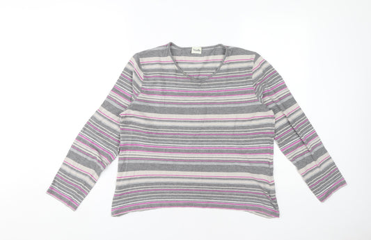 Womens UK Size L Viyella Grey Jersey T-Shirt