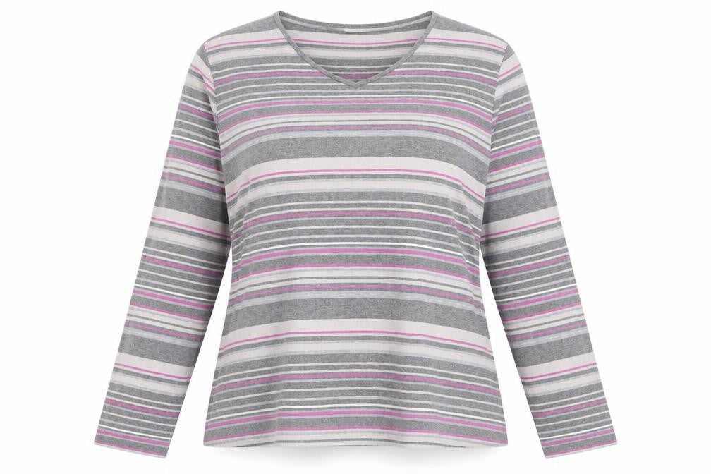 Womens UK Size L Viyella Grey Jersey T-Shirt