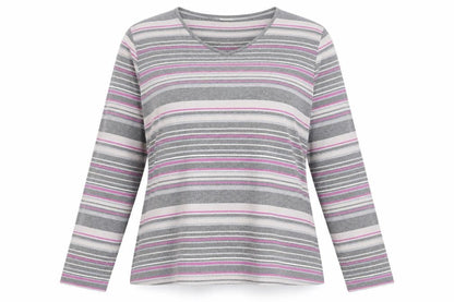 Womens UK Size L Viyella Grey Jersey T-Shirt