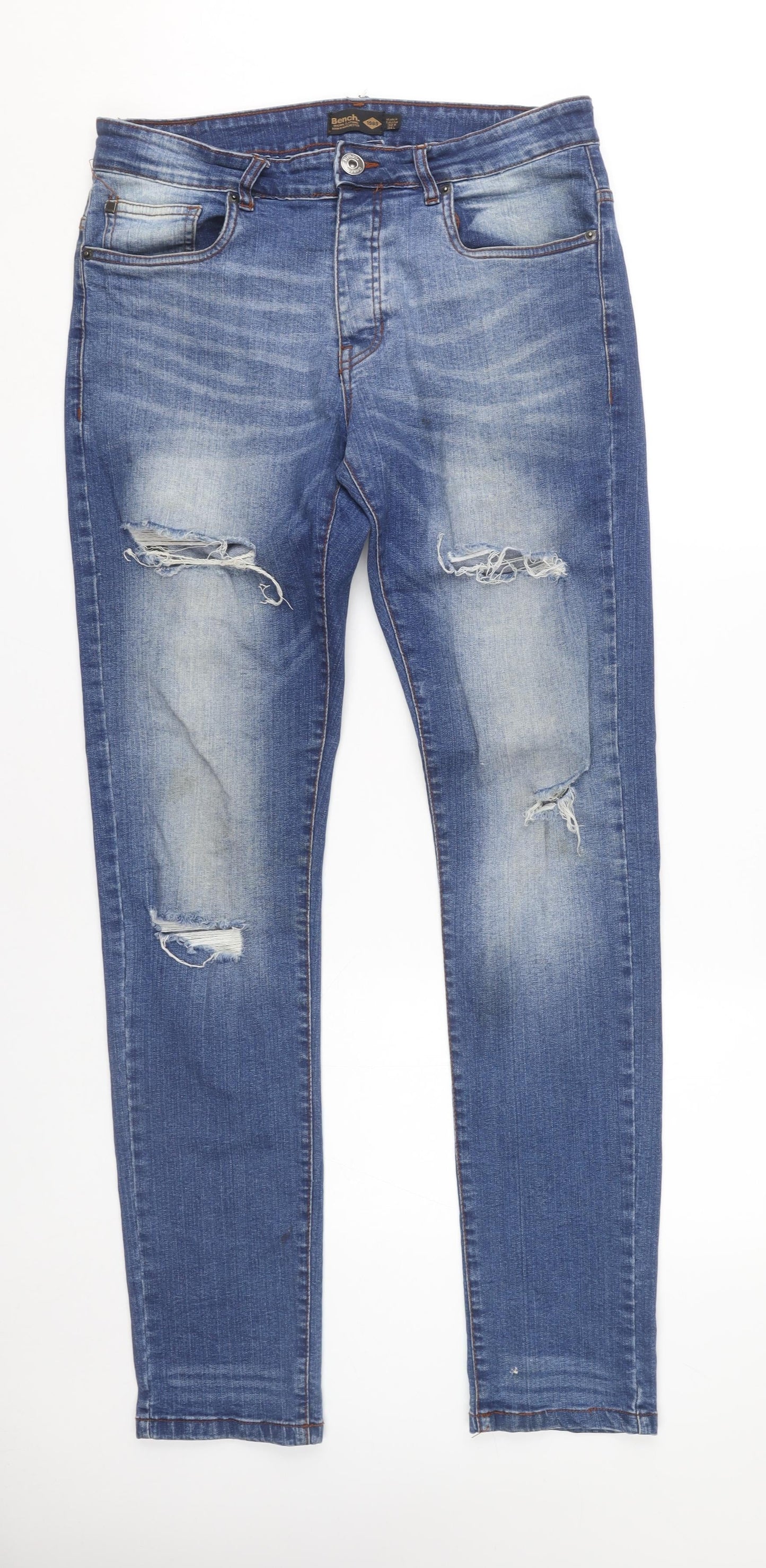 Bench Men's Blue Skinny Jeans 32W 34L Slim Fit