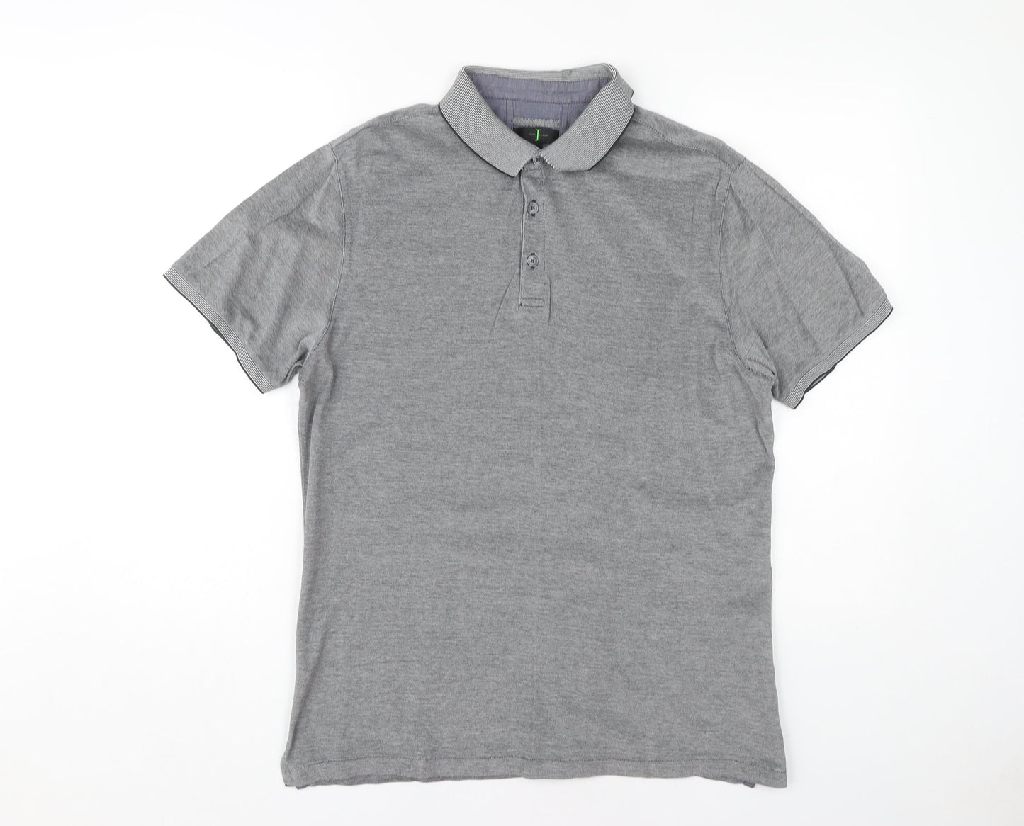 Jasper Conran Men's Grey Cotton Polo Shirt Size M