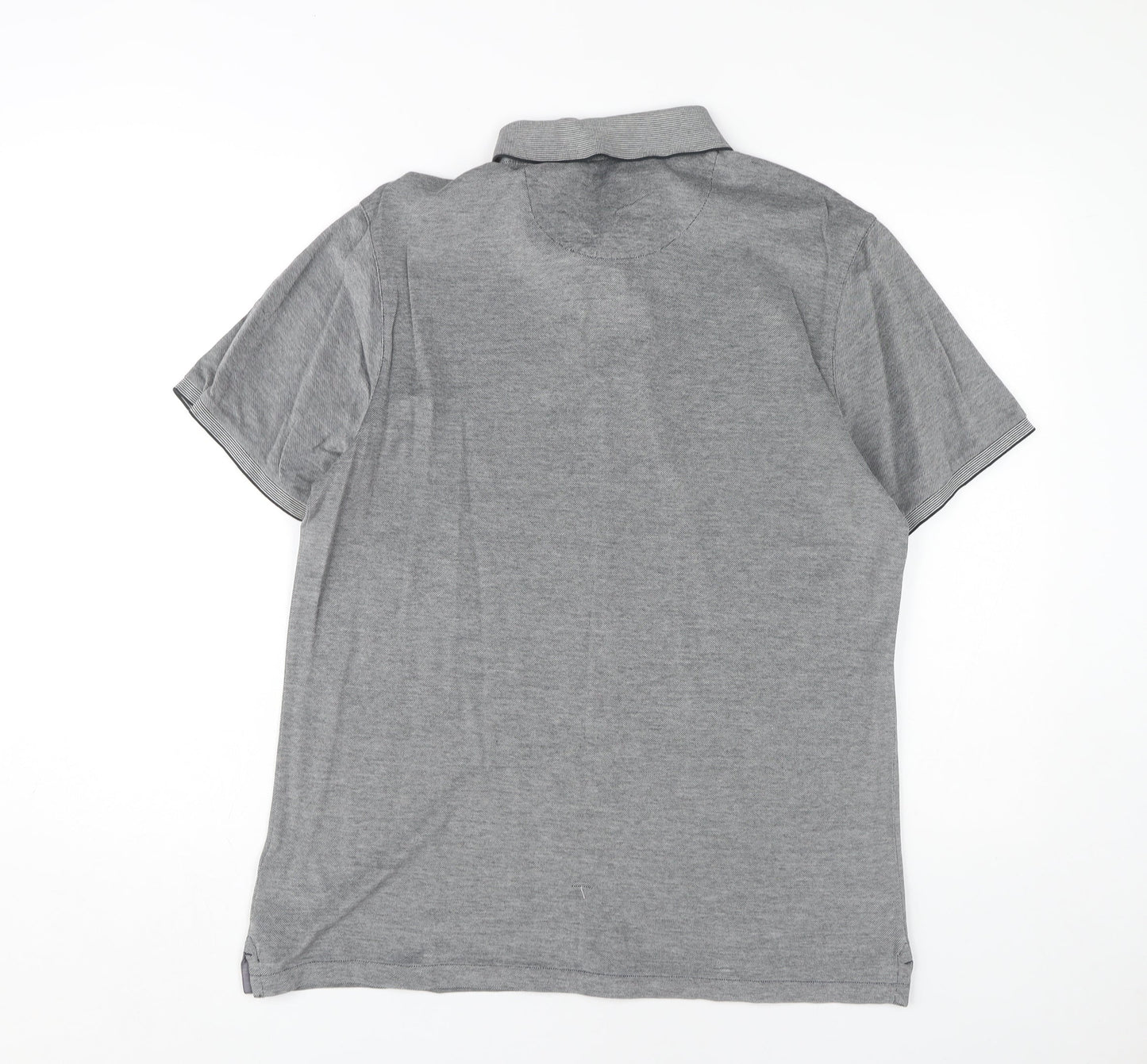 Jasper Conran Men's Grey Cotton Polo Shirt Size M