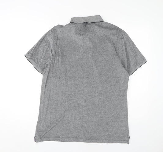 Jasper Conran Men's Grey Cotton Polo Shirt Size M