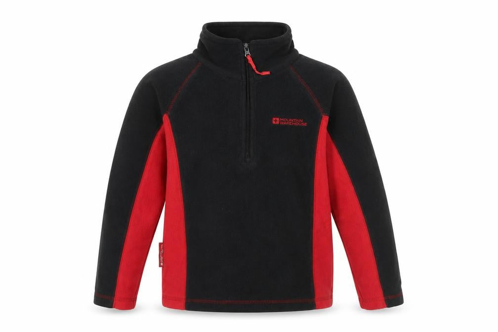 Front view of Mountain Warehouse boys’ fleece sweatshirt 7-8 black red