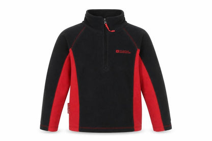 Front view of Mountain Warehouse boys’ fleece sweatshirt 7-8 black red