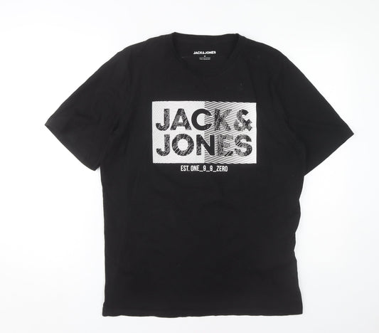 Mens UK Size M JACK & JONES Black  T-Shirt
