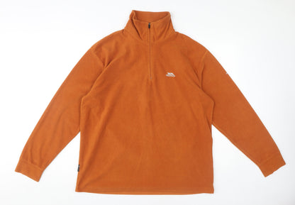 Mens UK Size M Trespass Orange 1/4 Zip Sweatshirt