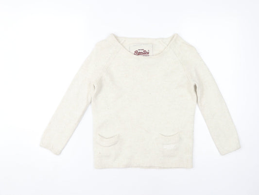 Womens UK Size XS Superdry Ivory Jumper Jumper