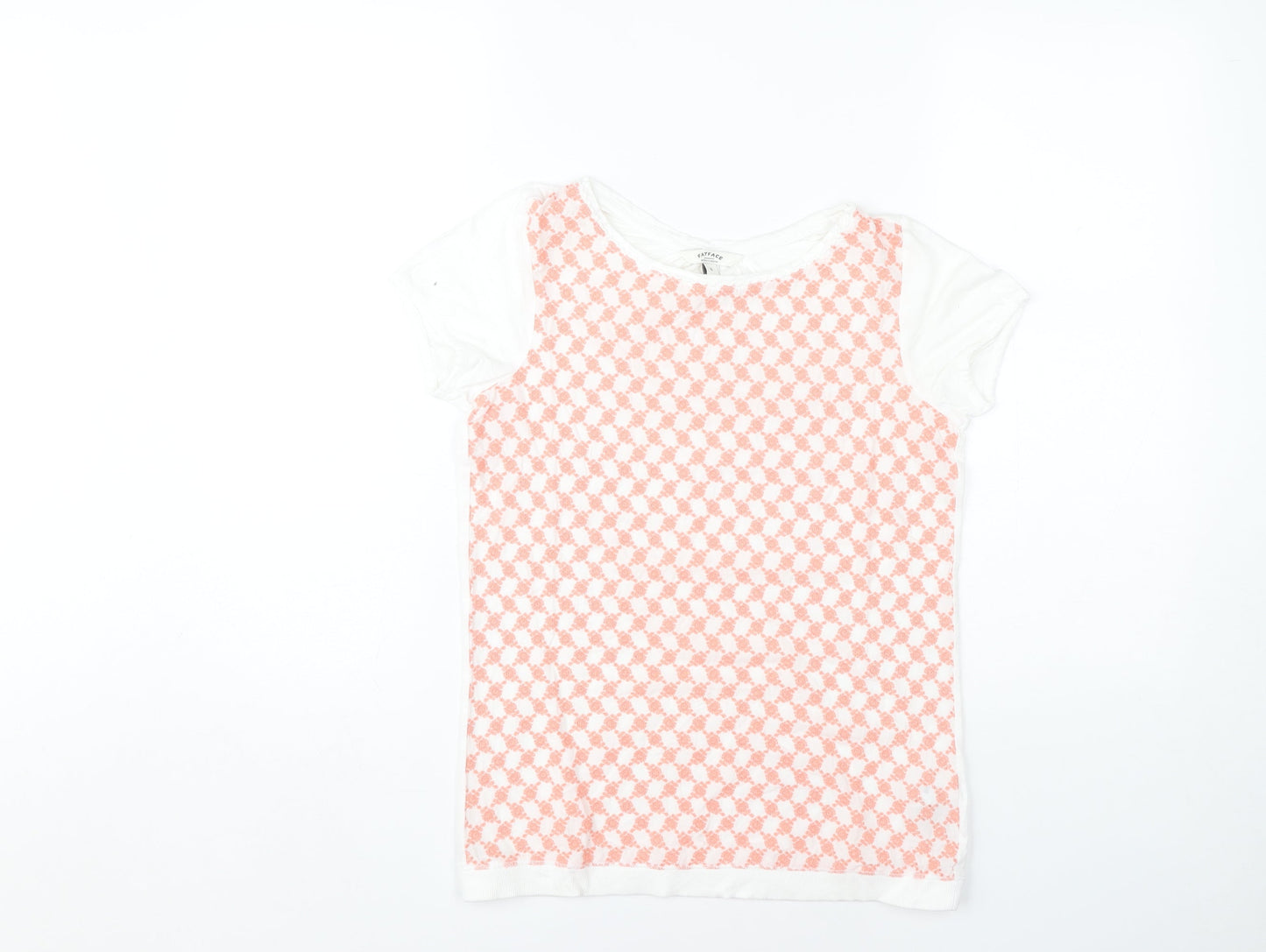 FatFace Women's White Geometric T-Shirt, Size 8