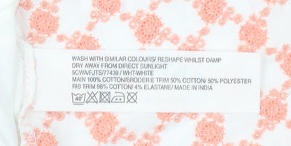 FatFace Women's White Geometric T-Shirt, Size 8