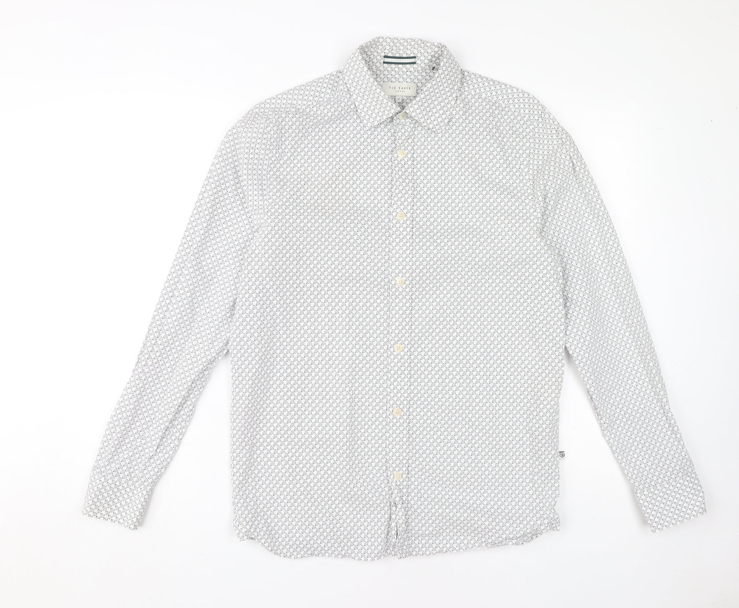 Ted Baker Men's White Geometric Dress Shirt S