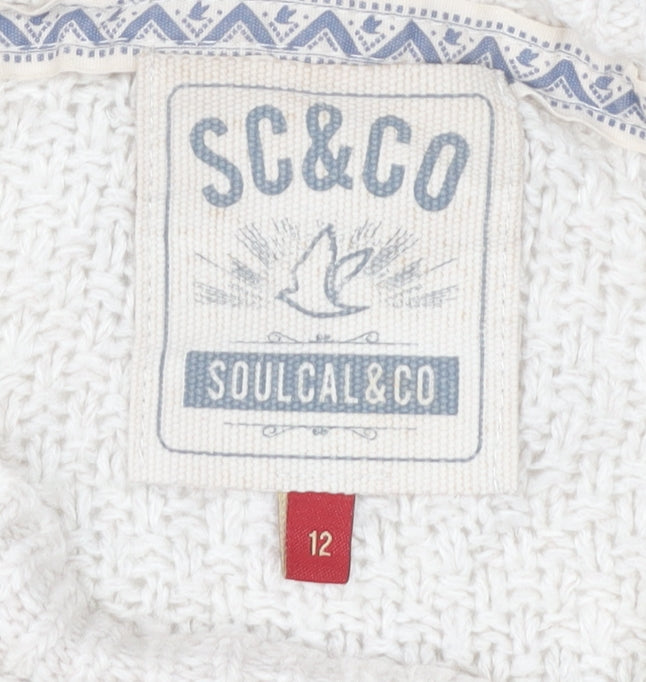 SC&CO Women's Multicoloured Cable-Knit Jumper Size 12