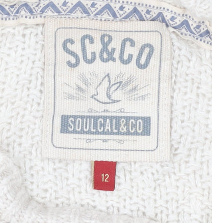 SC&CO Women's Multicoloured Cable-Knit Jumper Size 12