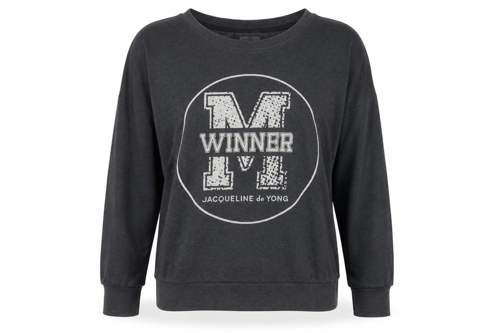 Front view of Jacqueline de Yong Women's Black Pullover Sweatshirt L