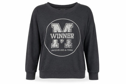 Front view of Jacqueline de Yong Women's Black Pullover Sweatshirt L