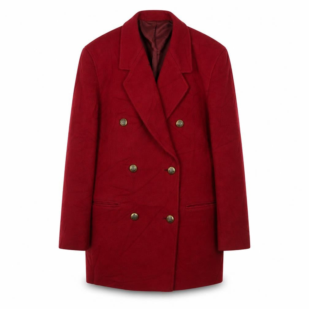 Eastex Women's Red Wool Double-Breasted Coat, Size 10