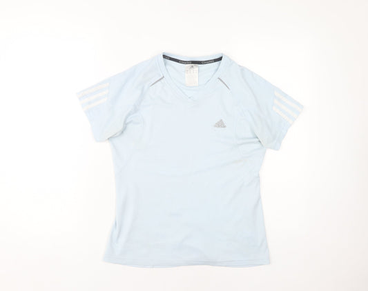 Adidas Women's Blue V-Neck Athletic T-Shirt