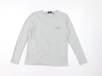 Womens UK Size 10 Superdry Grey Basic T-Shirt