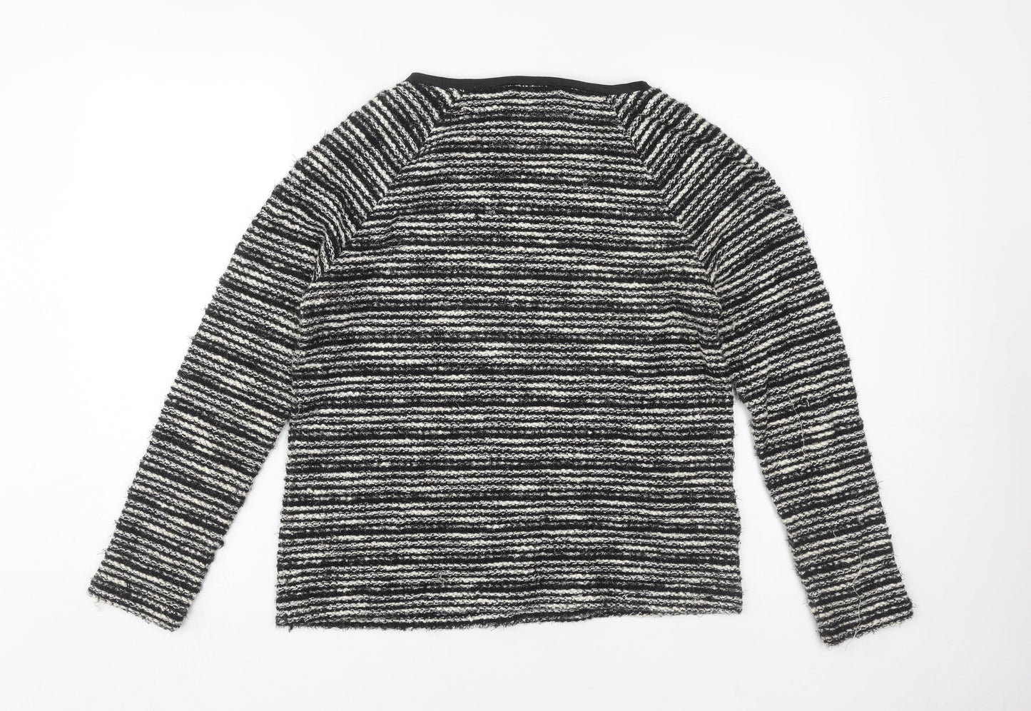 Laura Ashley Women's Black Striped Jumper UK 14