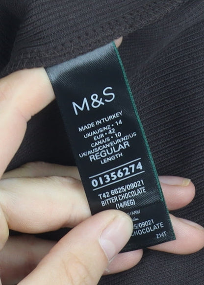 Marks and Spencer Women's Brown Sheath Dress - Size 14