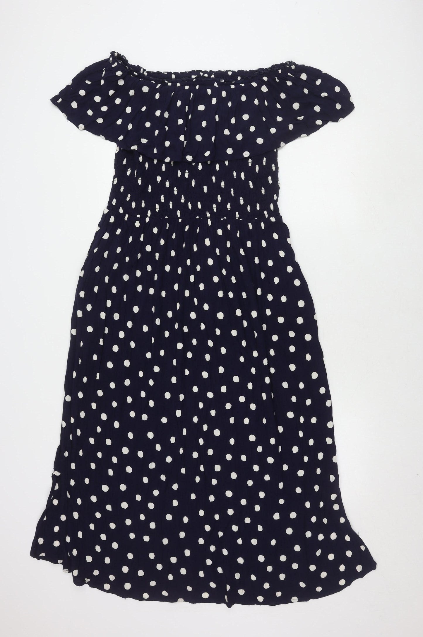 Next Women's Blue Polka Dot Off-Shoulder Dress, Size 18T