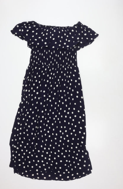 Next Women's Blue Polka Dot Off-Shoulder Dress, Size 18T