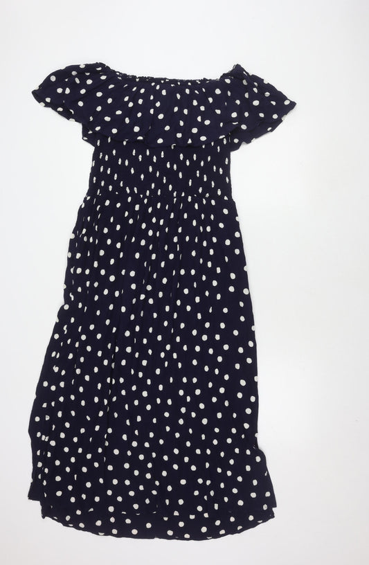 Next Women's Blue Polka Dot Off-Shoulder Dress, Size 18T