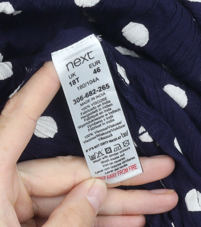 Next Women's Blue Polka Dot Off-Shoulder Dress, Size 18T