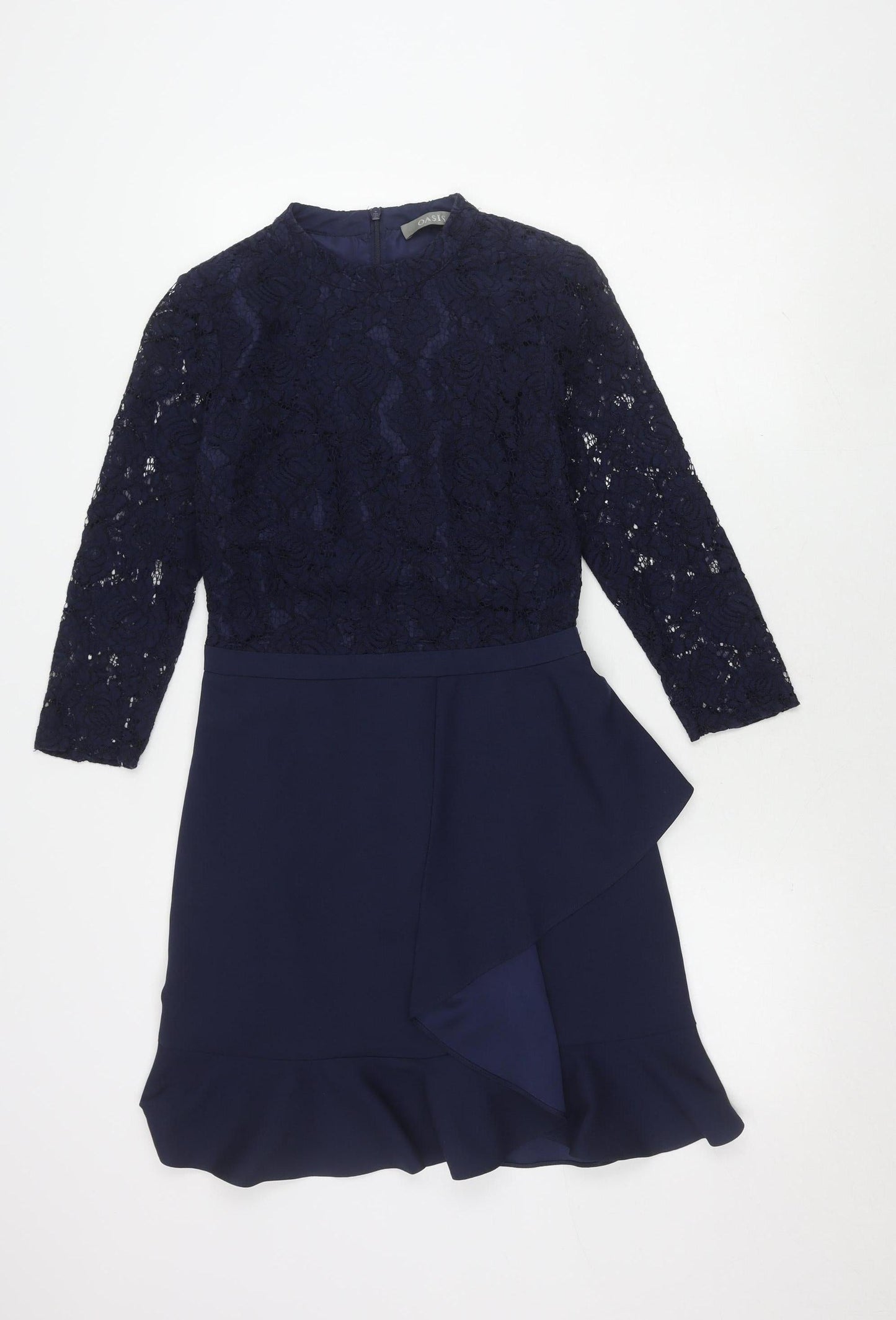 Oasis Women's Blue Short Lace Dress Size 8