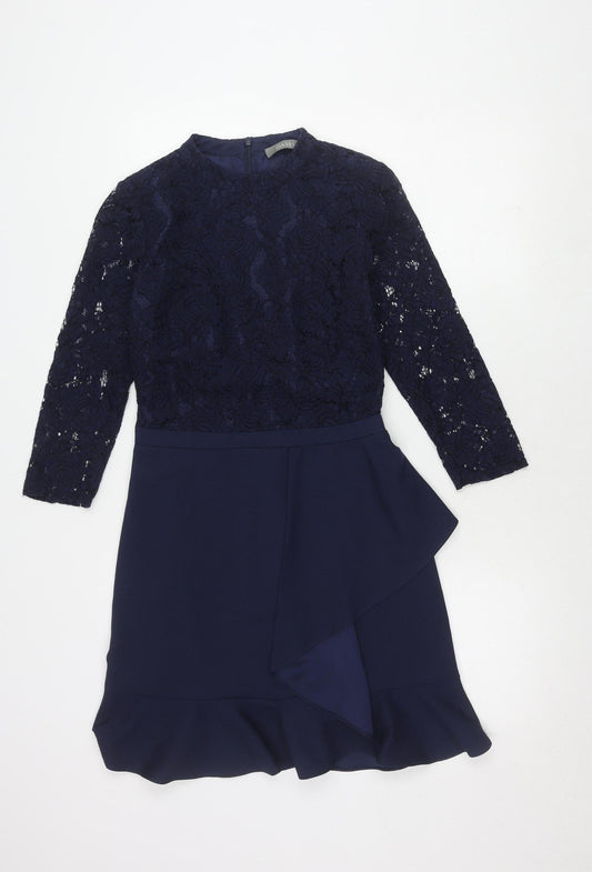Oasis Women's Blue Short Lace Dress Size 8