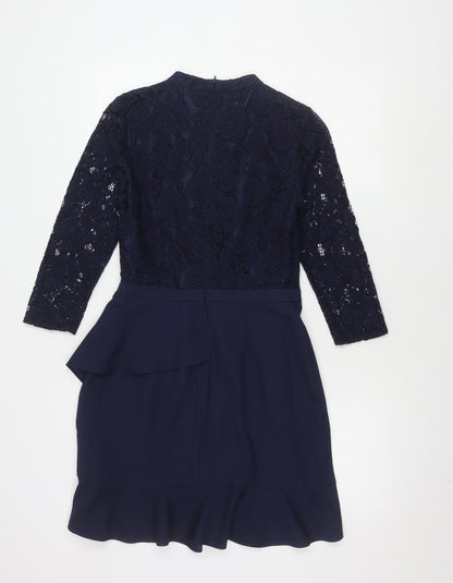 Oasis Women's Blue Short Lace Dress Size 8
