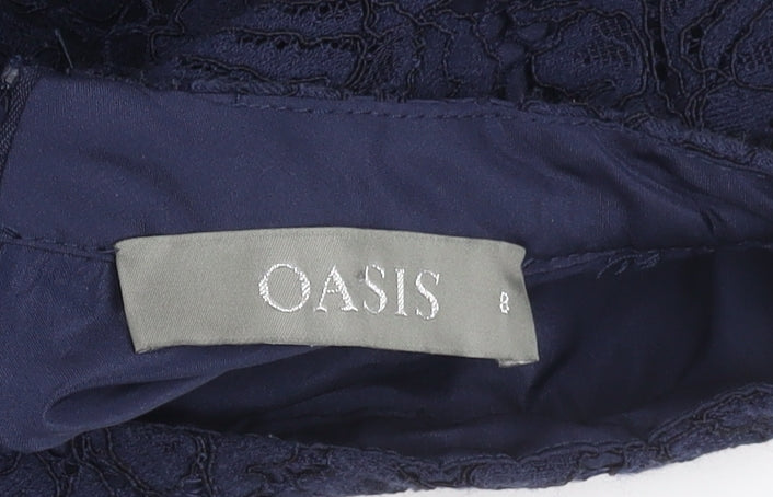 Oasis Women's Blue Short Lace Dress Size 8