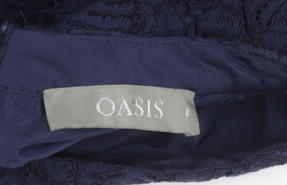 Oasis Women's Blue Short Lace Dress Size 8