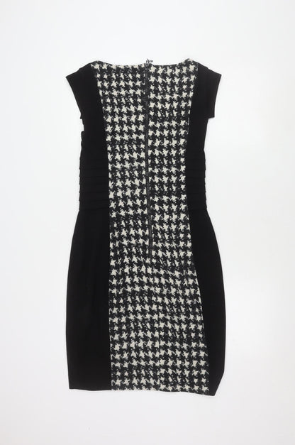 Jax Women's Black Sheath Dress, Size 10, Houndstooth