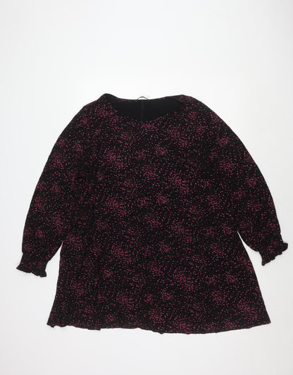 Evans Black Floral Long Sleeve Plus Dress Women
