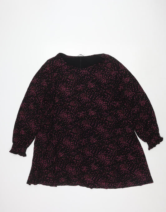 Evans Black Floral Long Sleeve Plus Dress Women