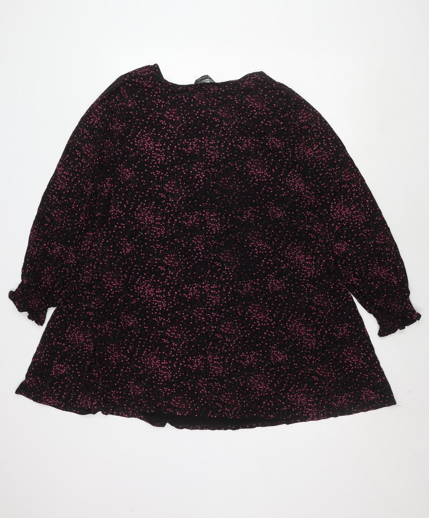 Evans Black Floral Long Sleeve Plus Dress Women