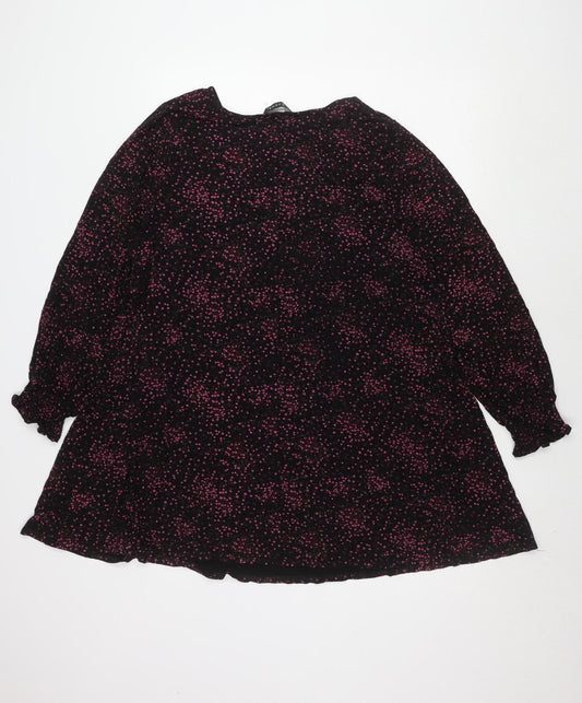 Evans Black Floral Long Sleeve Plus Dress Women