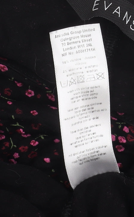 Evans Black Floral Long Sleeve Plus Dress Women