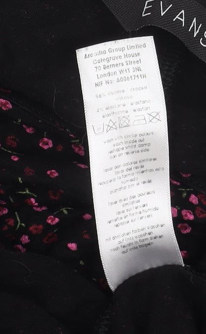 Evans Black Floral Long Sleeve Plus Dress Women