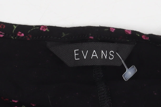 Evans Black Floral Long Sleeve Plus Dress Women