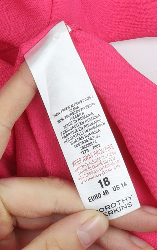 Dorothy Perkins Women's Pink Flutter Sleeve Dress