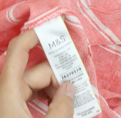 Marks and Spencer Women’s Pink Striped Dress Size 12