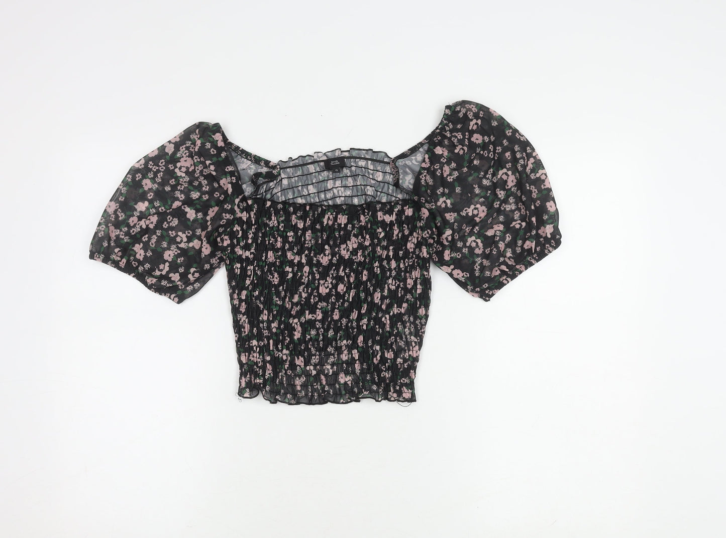 Womens UK Size 12 River Island Black Cropped Blouse